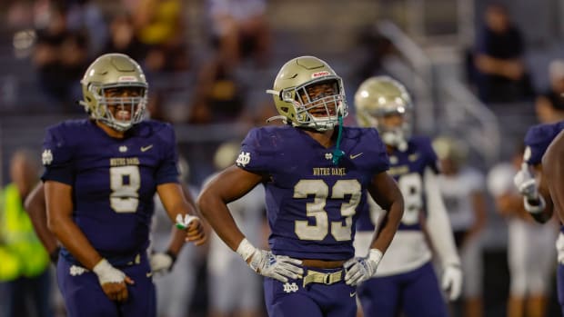 Notre Dame/Sherman Oaks' Brandon Bryant (#33) is a senior leader at linebacker for the Knights.